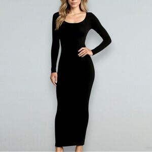 James Perse | Black Long Sleeve Maxi Dress XS | Made in USA | Minimalist Fitted